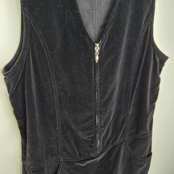 VTG Velvet Black 90s Y2K Jumper Womens Size 10/8 Silver Zip Front Holiday - Picture 5 of 11